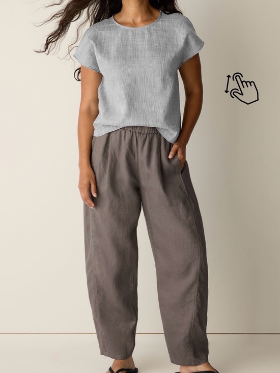 Eileen Fisher Pants - Eileen Fisher Pleated Lantern Linen Ankle Pants